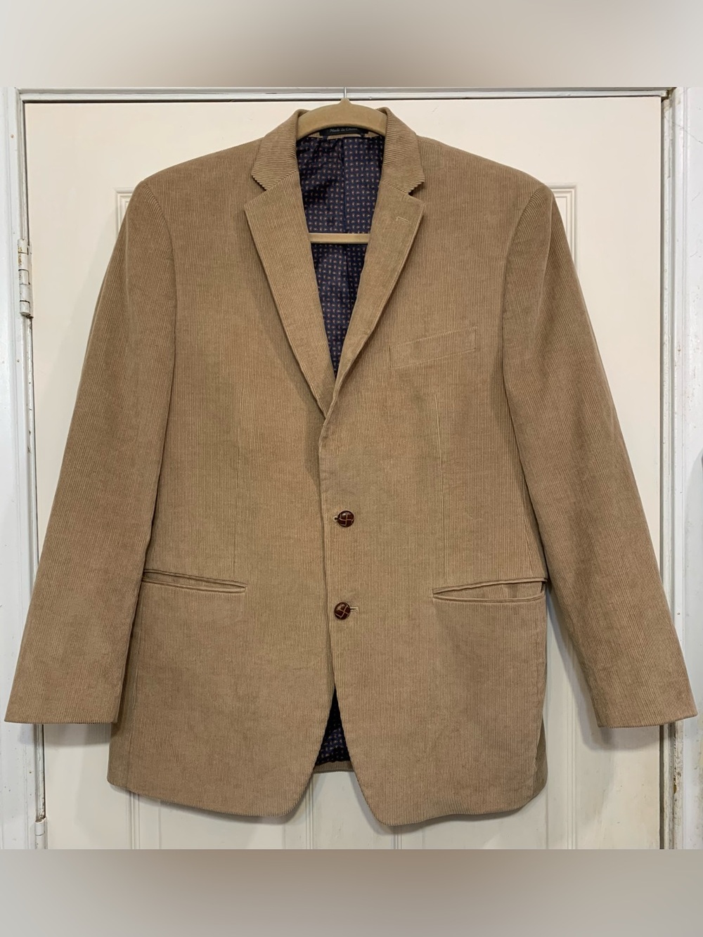 CHAPS Vtg. Men's Corduroy Two Button 42L Navy Lined Blazer. 3969B